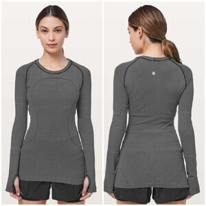 Lululemon Swiftly Tech Long Sleeve Crew 12 *Original Fit Black White Stripe
